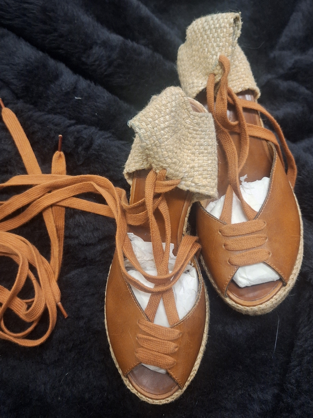 Ash Italia tan Leather Espadrille Lace-Up Wedges